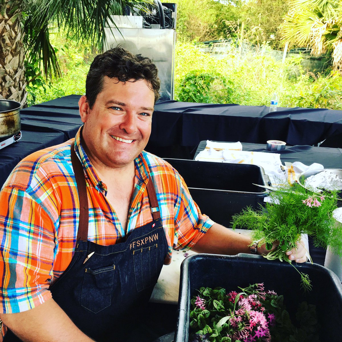 devourfest's tweet photo. Chefs on deck at Swank Farm. @claysote @cheftorstein @FSPalmBeach @ChefMHowell #devourwestpalmbeach #Eatitup https://t.co/vTkOzEUxCT