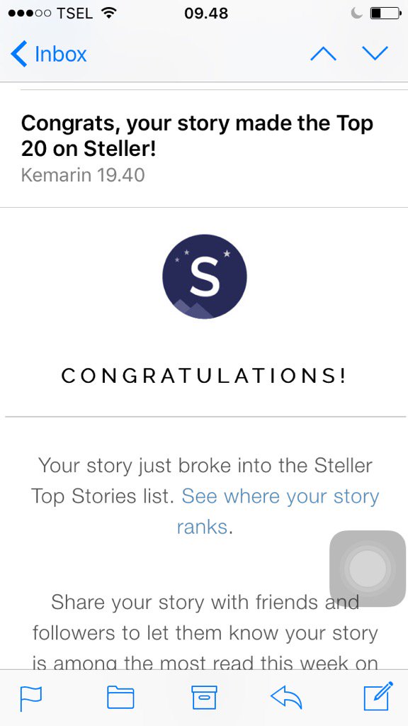 your story "Modal Sejati untuk Nikah" Made the top 20 on Steller, passed 9,009 page views