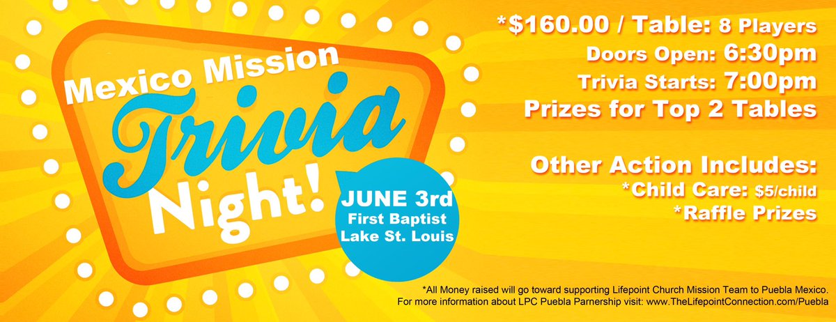 MyLPConnection's tweet photo. Trivia Night! Register now, pay at the door. https://t.co/zzgeRXVrZw https://t.co/YxkZYA2q8a