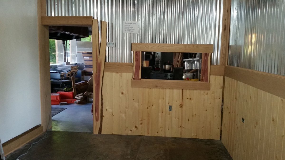 #Biscuit pass taking shape! Just need to sand, stain and varnish. Now on to building counter with live edge Cedar!!