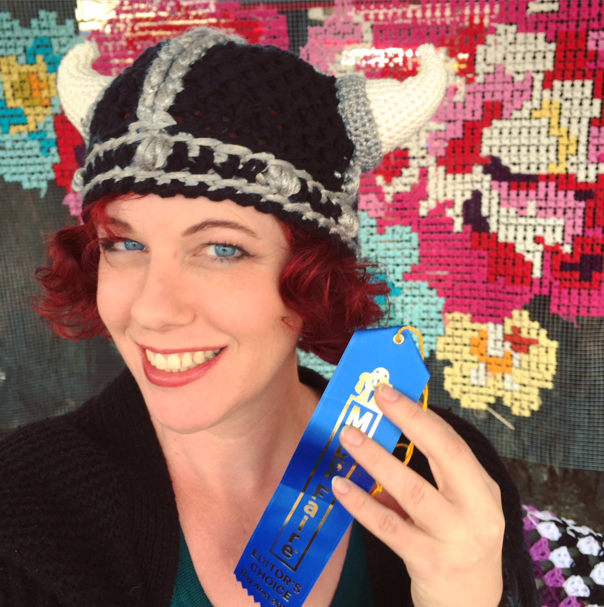 Ruth_Tillman's tweet photo. #editorschoice @makerfaire #makerfaire #yarnbomb #crossstitch #knitting #crossstitch https://t.co/XFSEY5BJZ7