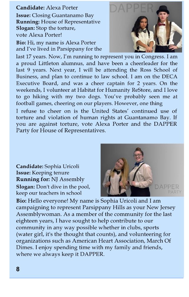 Dapper_Party's tweet photo. Check out the DAPPER Party's bios in the latest issue of The Voyager to learn more about our candidates! https://t.co/HMpo2ZGONy