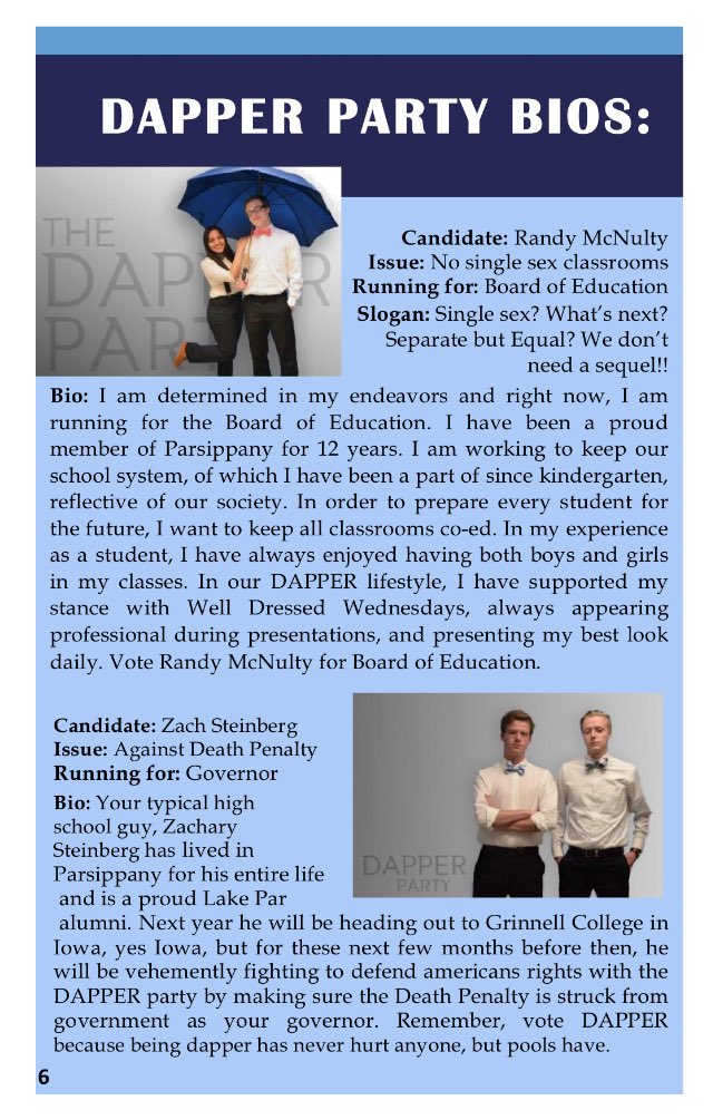 Dapper_Party's tweet photo. Check out the DAPPER Party's bios in the latest issue of The Voyager to learn more about our candidates! https://t.co/HMpo2ZGONy