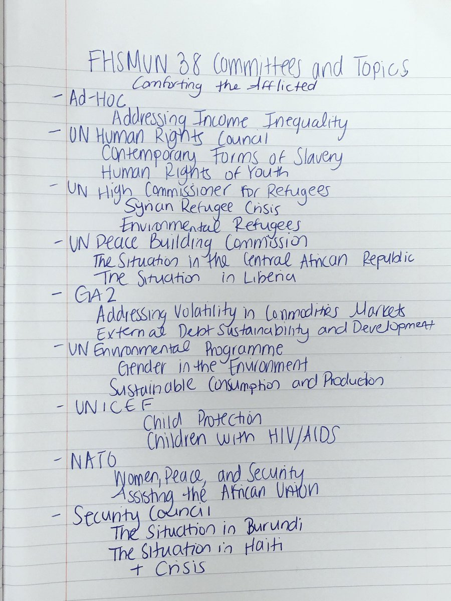 lnhsmun's tweet photo. List of FHSMUN 38 topics according to FHSMUN Radio https://t.co/Fg94roVAKK