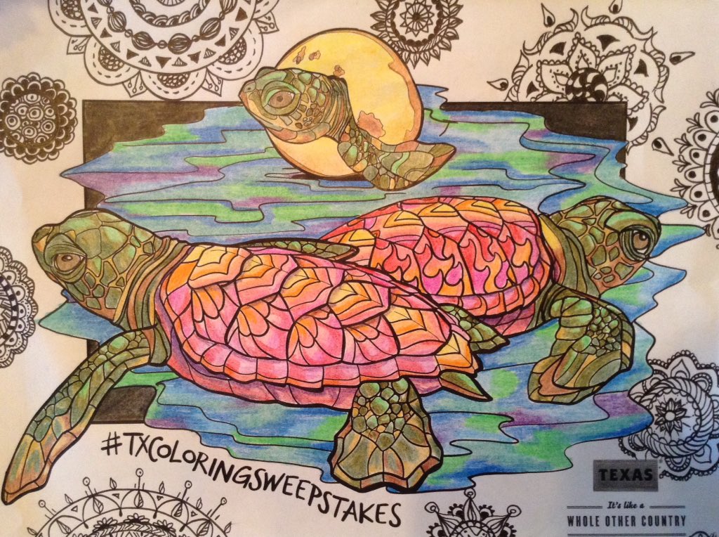 MiniMatisse's tweet photo. One more shot of what I accomplished today. What a treat to take the time to color. Thanks #TXColoringSweepstakes https://t.co/k0KWX532J5