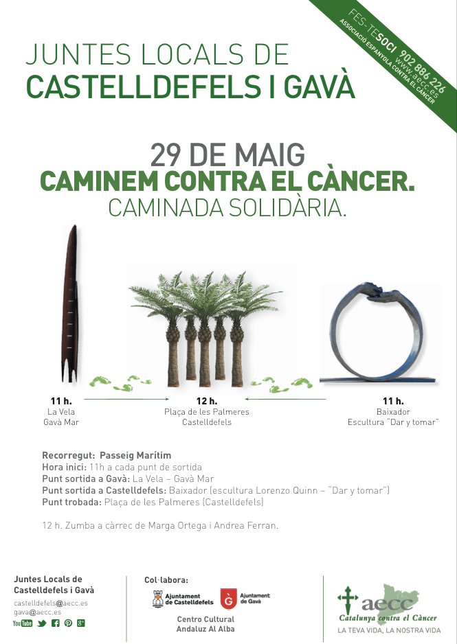 Diumenge no us perdeu la caminada contra el #càncer a #Gavà i #Castelldefels! <a href="/AjuntamentGava/">Ajuntament de Gavà</a> <a href="/AjCastelldefels/">Ajuntament de Castelldefels</a>