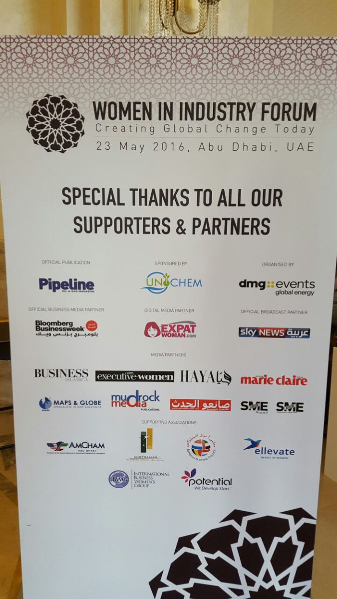 AmChamAbuDhabi's tweet photo. .@AmChamAbuDhabi is proud to be a partner of the @womeninindustry forum #WIIF2016 #InAbuDhabi #UAE @StRegisAbuDhabi https://t.co/LFD4RxE5Gw