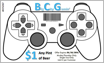 Join us at Big City Gamin' this week to pick up a single use $1 BEER coupon! We have 33 different beers on tap!