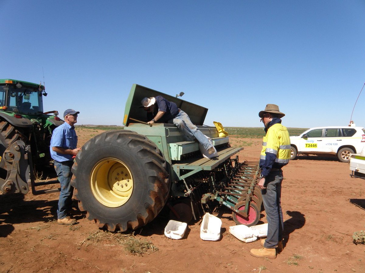 DPIRDbroadacre's tweet photo. Loading up: seeding prep at #PHADI Woodie Woodie site with Warrawagine Station and AFS Ag team #seeding2016 #Pilbara https://t.co/B6epnNv0Fr