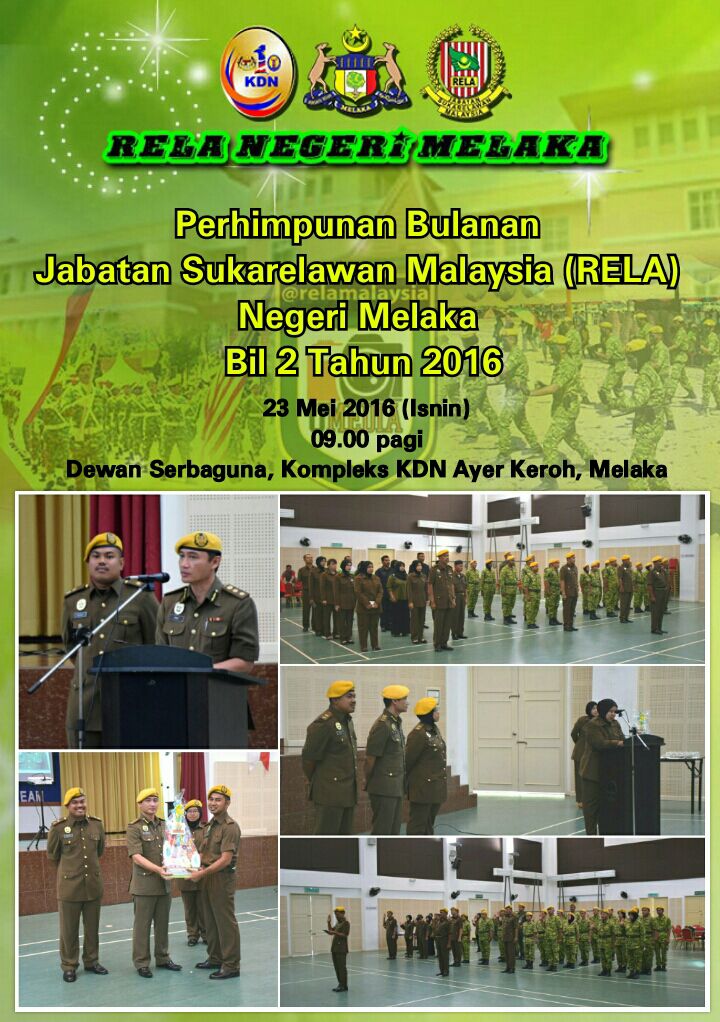 RT <a href="/RELAMelaka/">RELA Negeri Melaka</a> Perhimpunan Bulanan RELA Negeri Melaka Bilangan 2 Tahun 2016.Ds <a href="/Zahid_Hamidi/">Zahid Hamidi</a> <a href="/KPrelamalaysia/">KP RELA</a>