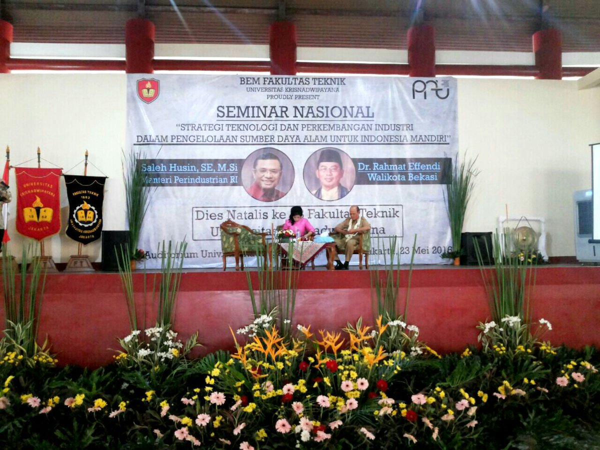 Seminar Nasional: "Strategi Teknologi dan Perkembangan Industri Dalam Pengelolaan SDA Untuk Indonesia Mandiri"