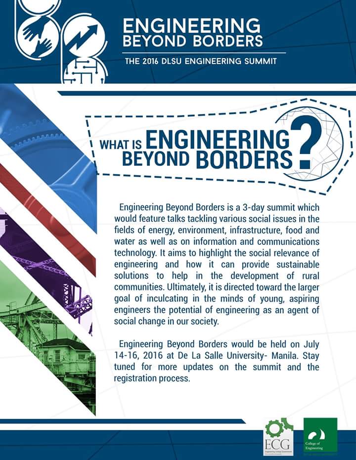 USTESC's tweet photo. <EXTERNAL OPPORTUNITY>

On July 14 -16, The 2016 DLSU ENGINEERING SUMMIT would be held again at DLSU - Manila. https://t.co/ZEnXMLfKpx