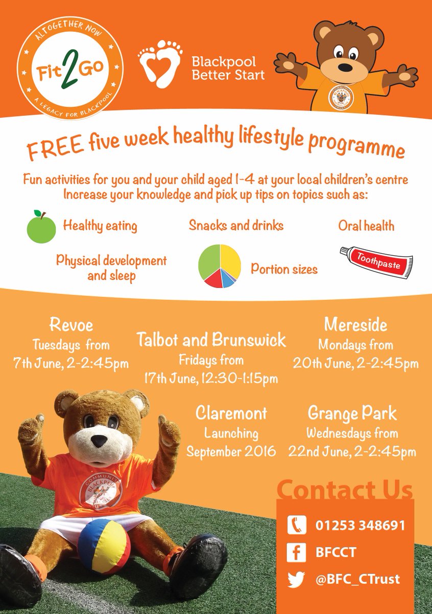 BFCCT_'s tweet photo. Come and join us for our Better Start Fit2Go Programme at your local childrens centre @CECDBlackpool @BetterStartBpl https://t.co/vcy6gcVgpz