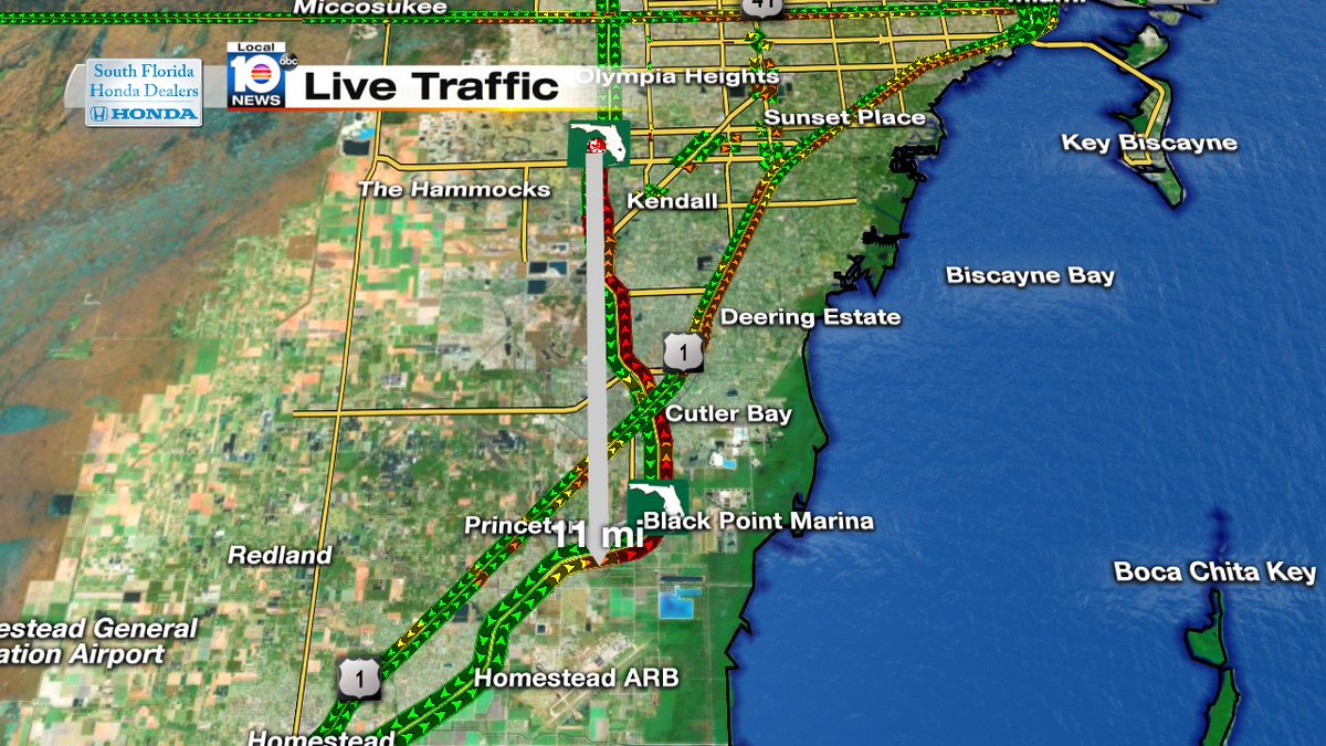 HEAVY DELAYS on Turnpike NB and Kendall Dr. 2 Lanes Blocked. Delays stretching for 11 miles #TRAFFIC #MIAMI https://t.co/67RVBhJr2N
