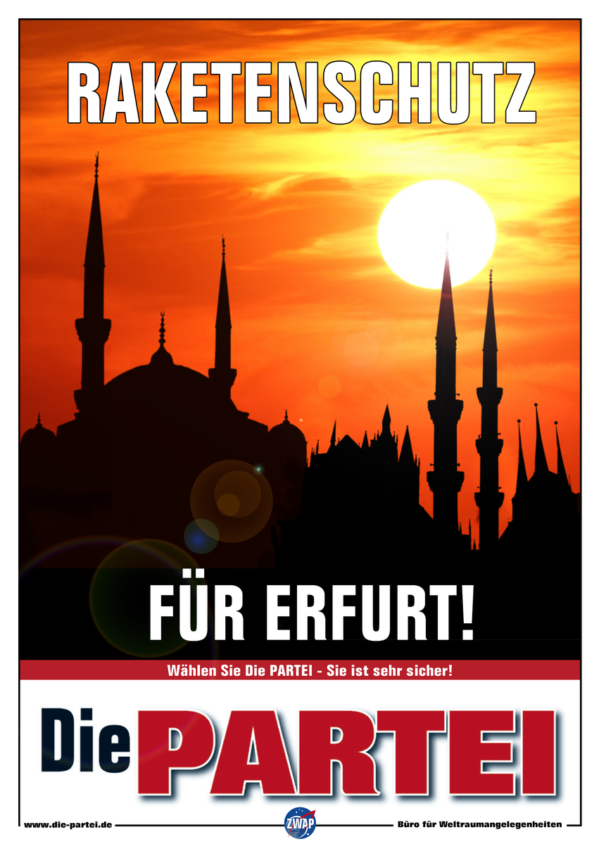 ZWAP_HQ's tweet photo. ERFURT MUSS SICHERER WERDEN!
#diepartei #erfurt #weltraum #raketen #sicherheit https://t.co/qhNQJscvy1