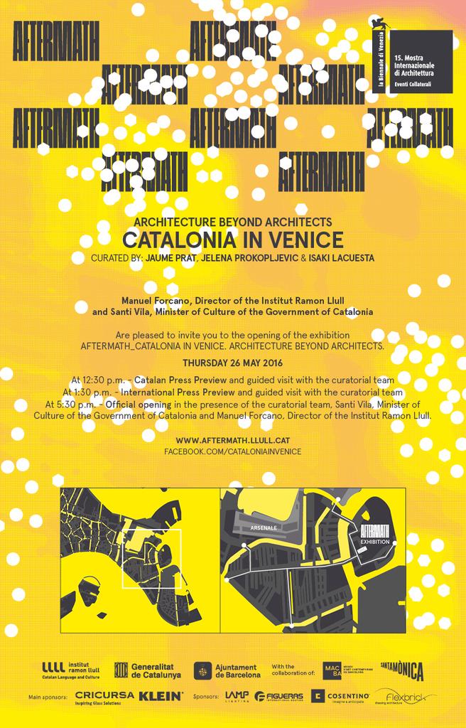 #savethedate: May 26th Opening of #AFTERMATH CATALONIA IN VENICE. ARCHITECTURE BEYOND ARCHITECTS @la_biennale