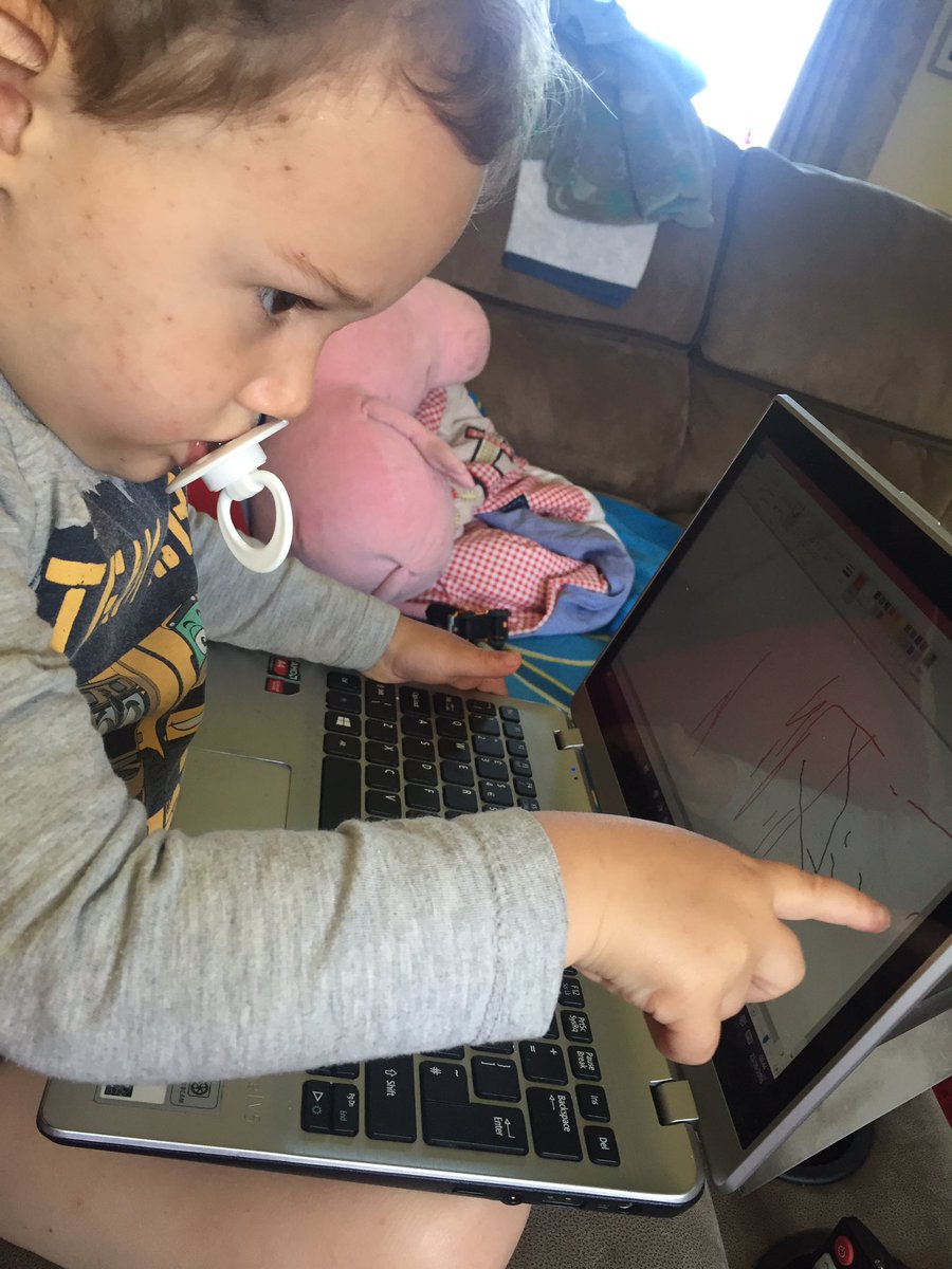 tigwalker83's tweet photo. Toby (2years old) doing a bit of digital painting this morning #computerkids #digitalgeneration https://t.co/9NFory6Lo9