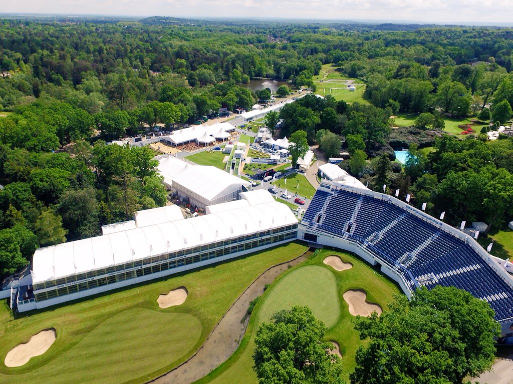 BMWPGA's tweet photo. The stage is set for the 2016 #BMWPGA Championship - spectacular aerial images of Wentworth from our #Drone #Golf ⛳️ https://t.co/1a0Bbz6bBN