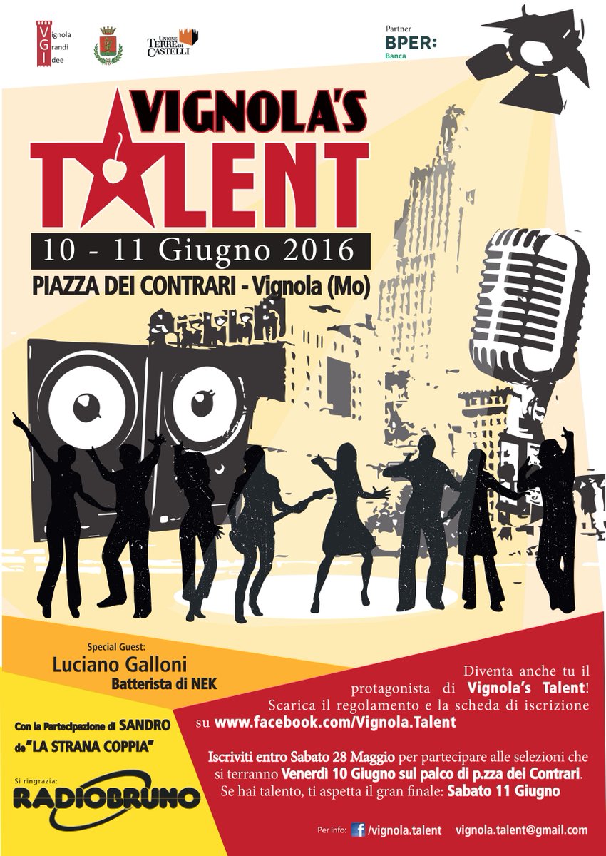 VGI2014's tweet photo. Ancora poco tempo per iscriversi a Vignola's talent! invia la modulistica entro il 28/05 a vignola.talent@gmail.com https://t.co/PGu9cJthDl