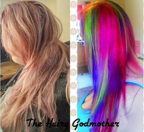 OsmoUK's tweet photo. Loving this Wild Color Psycho befores and after #rainbowhair #hairmakeover #osmouk #colorpsycho #colourtastic https://t.co/spUM2T9YJv