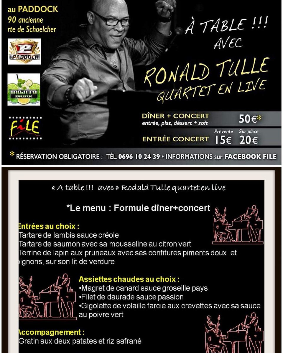 Rdv au PADDOCK ce samedi pour un dîner concert de qualité 😉