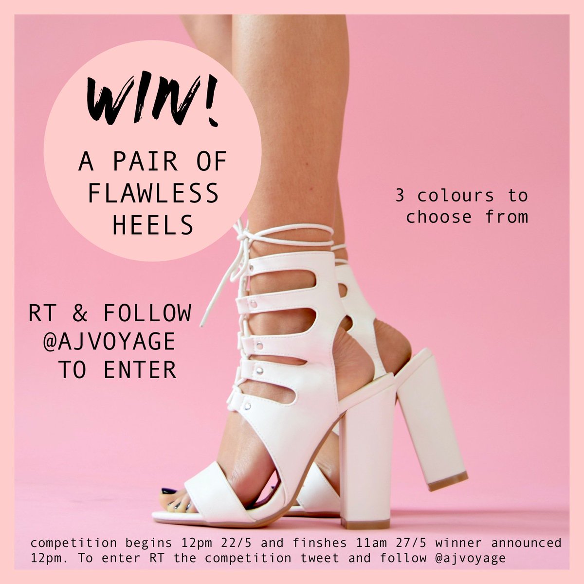 ajvoyage's tweet photo. Want To Win A Pair Of Our Amaze Flawless Heels? Simply RT And Follow @ajvoyage To Enter (3 Colours) #Competition https://t.co/Us5xbbLjCc