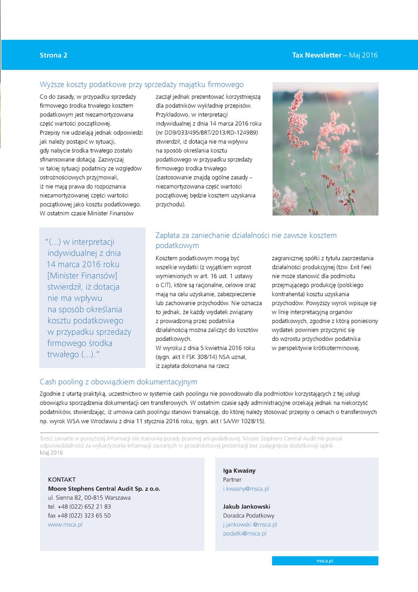 MooreStephensPL's tweet image. Tax Newsletter Maj 2016: zmiany dotyczące wejścia w życie Jednolitego Pliku Kontrolnego bit.ly/1sxuJqp