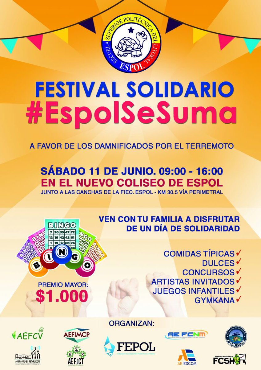 fepolespol's tweet photo. A unirnos hoy más que nunca #EspolSeSuma a favor de los damnificados por el terremoto https://t.co/5moDR5MAF1