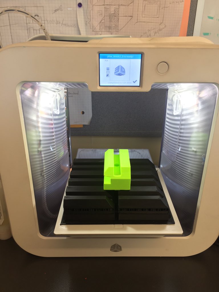 kennan_scott's tweet photo. Mass production completed on my #pltw assembly line blocks. All groups now have one. #cubify #makered #tinkercad https://t.co/EweXBRZjLS