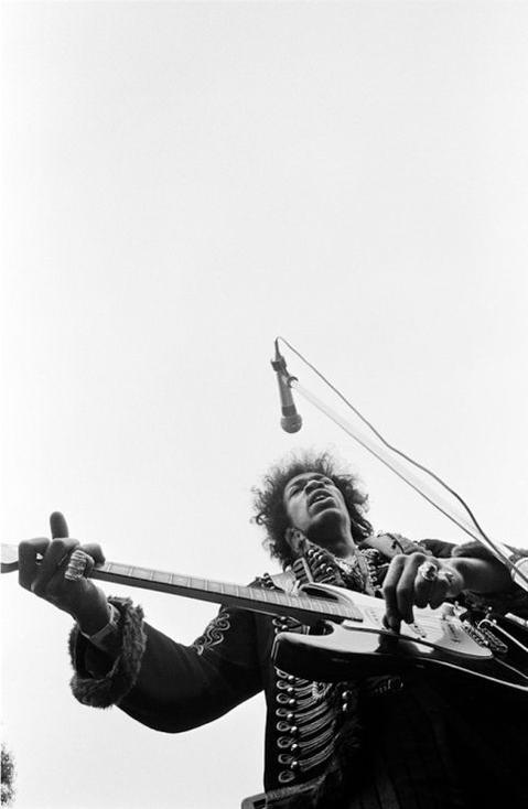 Jimi Hendrix on stage.