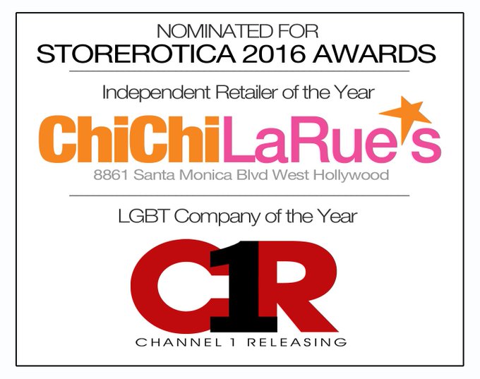1 Day left to vote for Chi Chi LaRue’s & Channel 1 Releasing in the 2016 StoreRoticaAwards! https://t