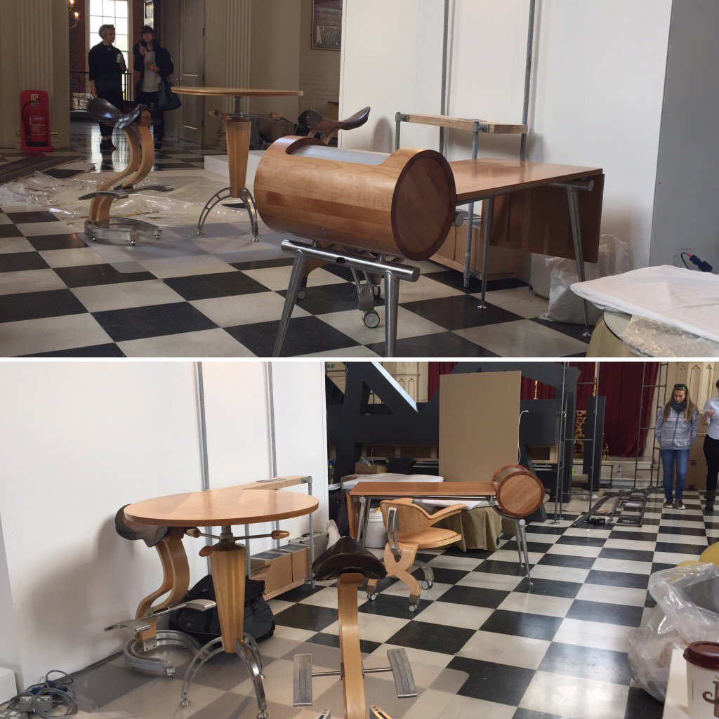 SebBlakeley's tweet photo. @CDWfestival in detail exhibition @SebBlakeley ready for tomorrow #luxury #CHAIRS #desksystem https://t.co/6v23n5vqZa