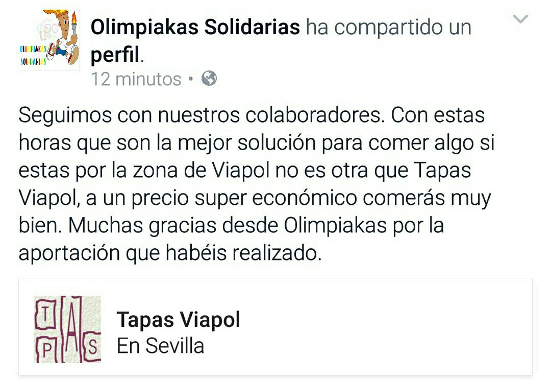 Patrocina este evento: Tapas Viapol m.facebook.com/olimpiakassoli…