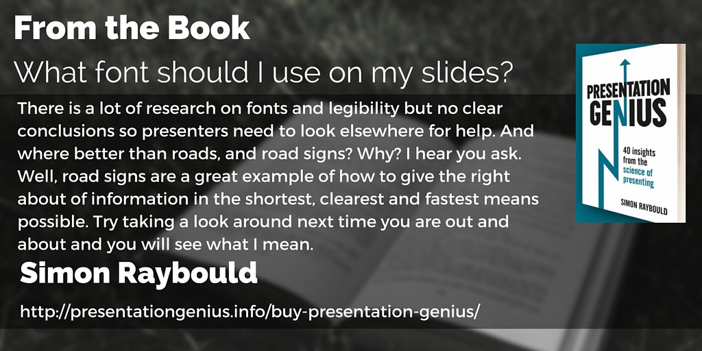 presentations's tweet image. Road signs give the right amount of info in a short, clear and fast means. #presentationgenius