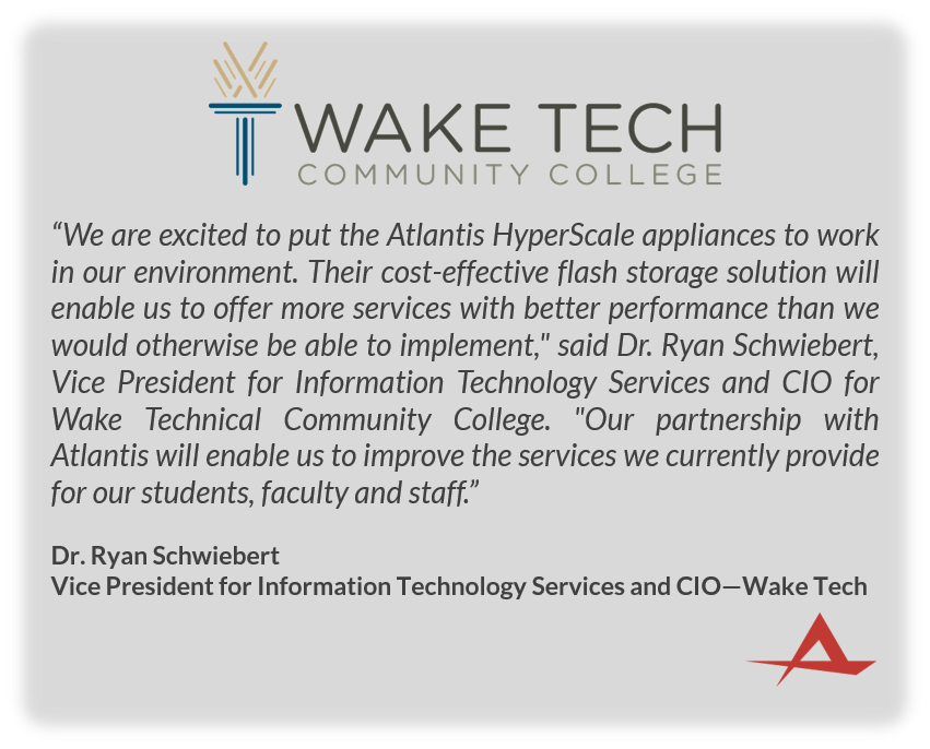 HiveUSX's tweet photo. .@AtlantisSDS in the News: @WakeTechCC selected #AtlantisHyperScale #allflash appliance. https://t.co/D4SzeZAXAQ https://t.co/dI4kTX1yrO