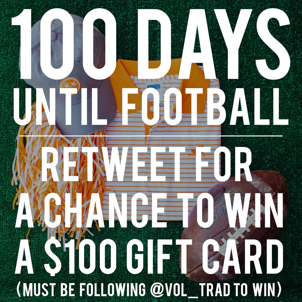 vol_trad's tweet image. GIVEAWAY: 100 days until football &amp;amp; we can't wait! RT for a chance to win a $100 Gift Card - Winner picked 5/25🏈