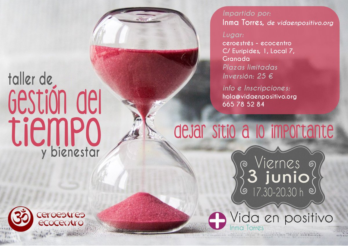 MinInmaMente's tweet photo. ¿Sientes que el tiempo se te escapa entre las manos? Próximo taller en #Granada Más info: https://t.co/ARxNwtCTRT https://t.co/UmwKeWmdr5