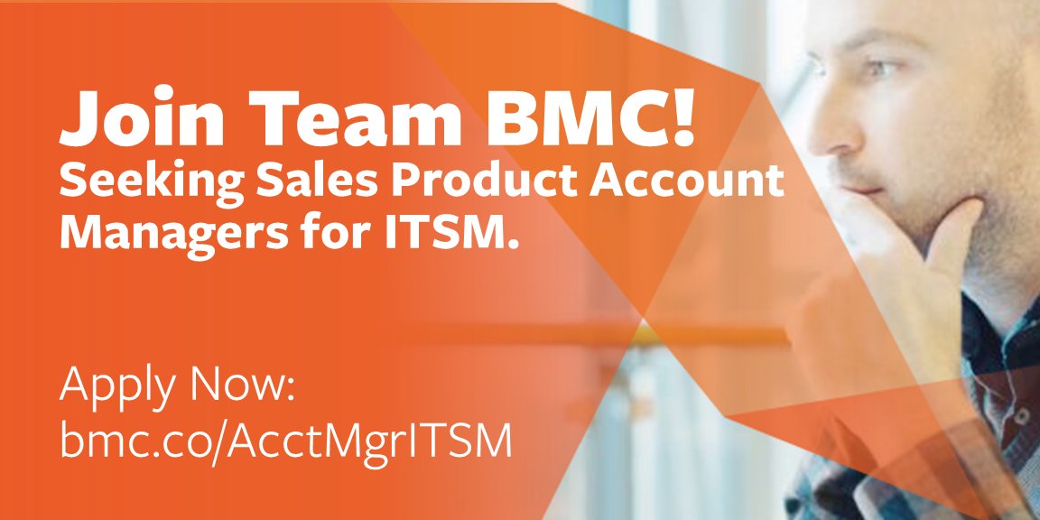 carlyfield11's tweet photo. Seeking top #sales talent in #ITSM. Get details and apply now: https://t.co/wWw8qmdA6I #jobs #WorkatBMC https://t.co/Ci7KkvMdA1