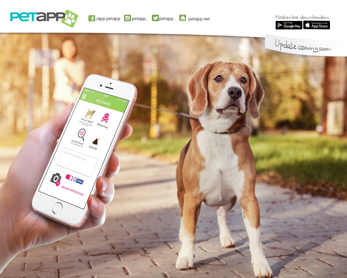 Update coming soon- Viele neue Features warten dann auf dich.
- Giftwarnungen und Funde melden! #petapp #haustier