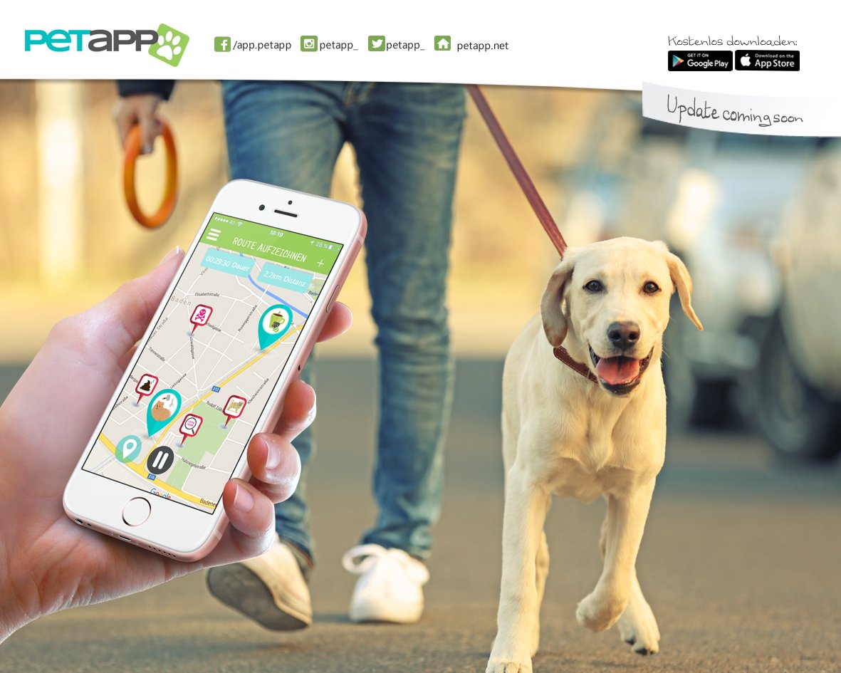 Update coming soon- Viele neue Features warten dann auf dich.
- Entdecke Tiergeschäfte, Hundesaloons usw. ! #petapp
