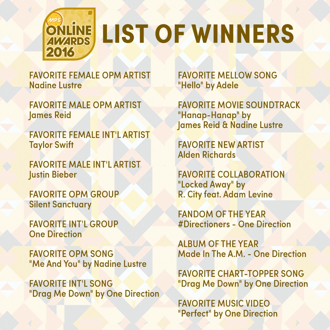 asherrose025's tweet photo. "@MostPlayedSongs: Recapping tonight's MPS Online Awards 2016 Winners
#MOA2016AwardsNight #MOA2016 https://t.co/VExTT5H6VY"