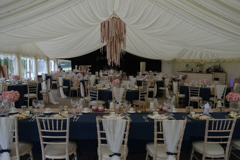Stunning Navy Linen &amp; Cutlery by <a href="/executiveline/">Executive Line</a>  at  <a href="/topmarquestwitt/">Top Marques (UK)LTD</a> Osmaston Park Wedding Marquee in Derbyshire