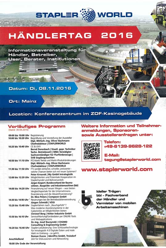 IdentPro_'s tweet photo. #Staplerworld 2016: #identplus ist dabei! Intralogistik 4.0 live erleben. Anmelden https://t.co/r7ydn95gLu https://t.co/paIyBxk6kJ