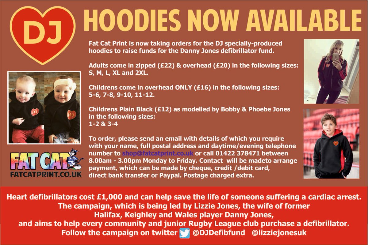 LizzieJonesuk's tweet photo. Hoodies now available Order your DJ hoodie now ❤️❤️❤️❤️@RLCares @TheRFL @Cougarmania @DJDefibFund @leedsrhinos https://t.co/Bb05mWKvCo