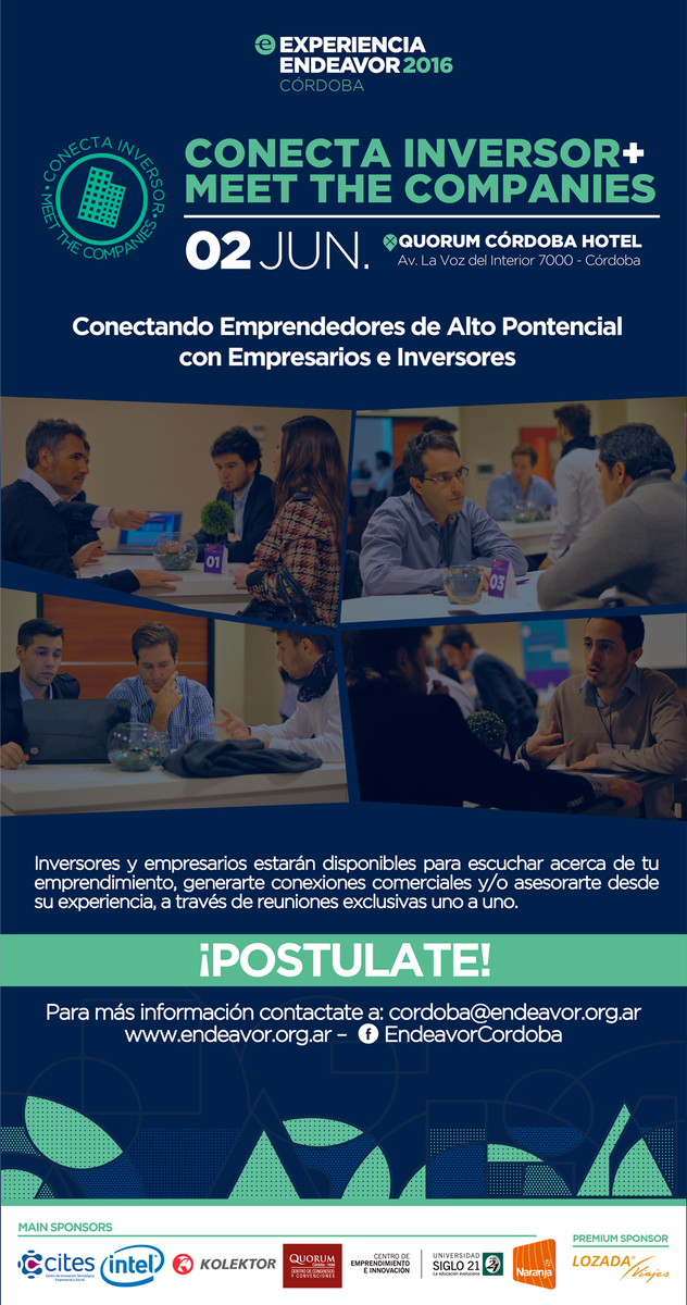 Experiencia Endeavor 2016 el 2 de junio. El equipo de Innovos Group estará presente, sumate vos también! #XEC2016