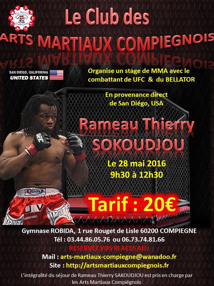 AMC60200's tweet photo. N'oubliez pas stage #MMA avec le Champion #RameauThierrySOUKOUDJOU au AMC à Compiègne https://t.co/hlXY3rEb00