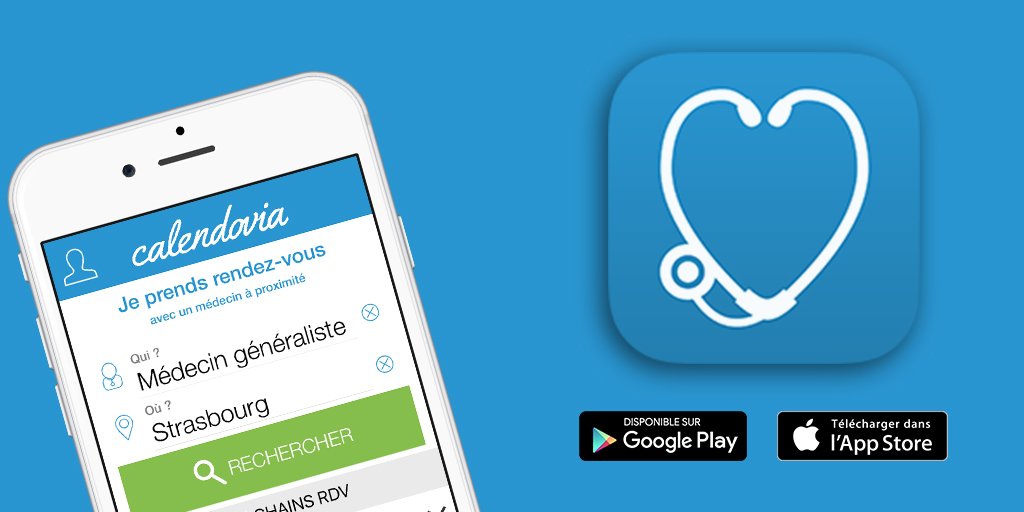 calendovia's tweet image. Besoin de prendre RDV chez votre médecin ? Téléchargez l'appli Calendovia pour trouver un doc' 24h/24 et 7j/7...