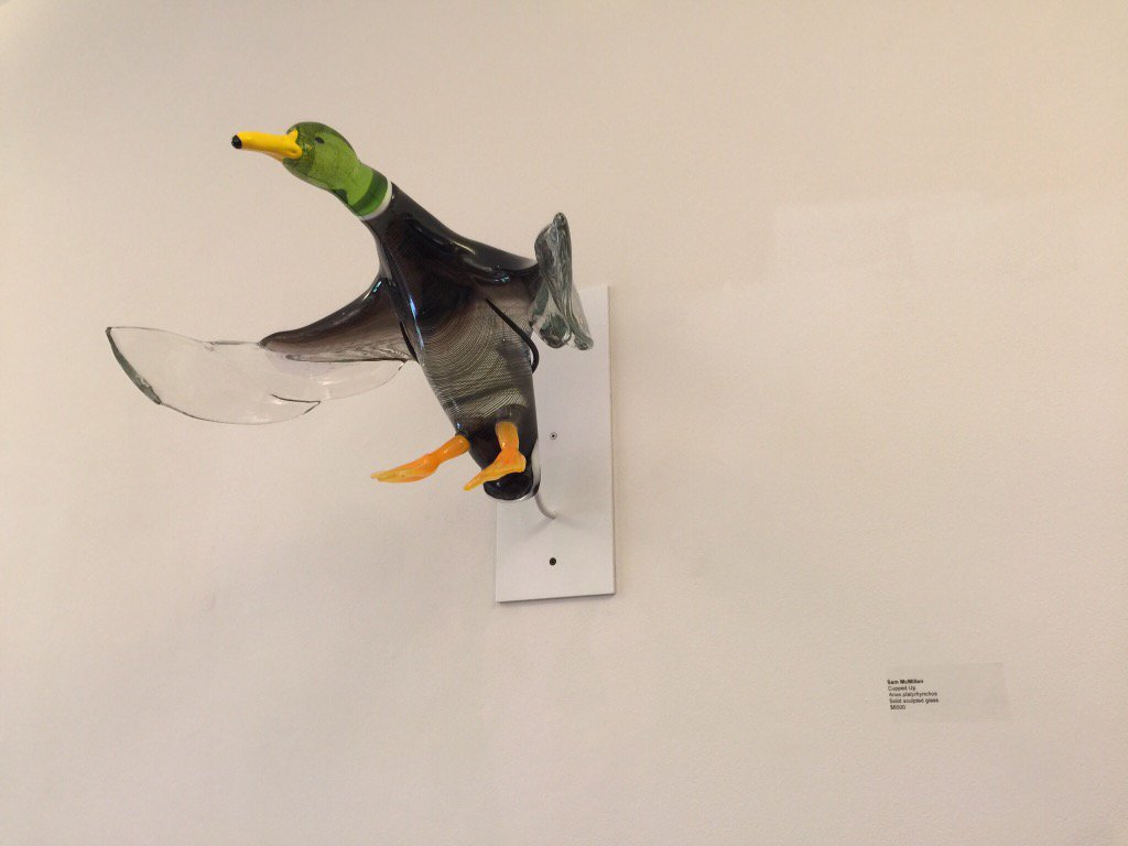 Lifeforms exhibit (inspired by #blaschka) is up @171CedarArts. Don't miss this at #GASCorning in June. #ducks #glass