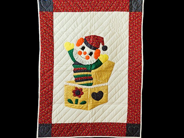 Jack in the Box Crib Quilt for sale amishcountrylanes.com/Pages/wh7592.s… #jackinthebox #clown #clownquilt #amishquilt #amish