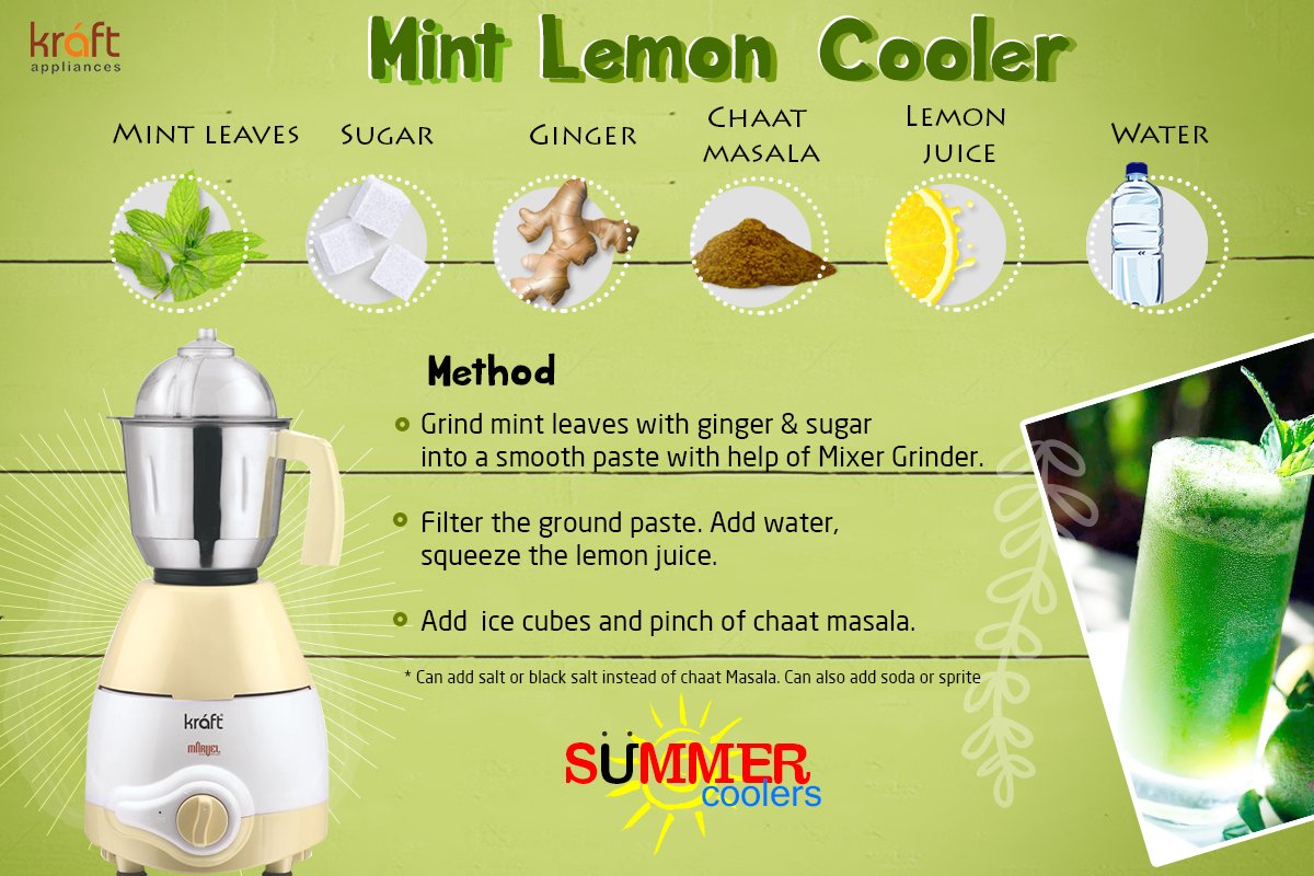 KraftAppliances's tweet photo. Quick recipe of #SummerCoolers - #MintLemon can be a perfect refreshing party starter too :D https://t.co/NdyXKzxnKM